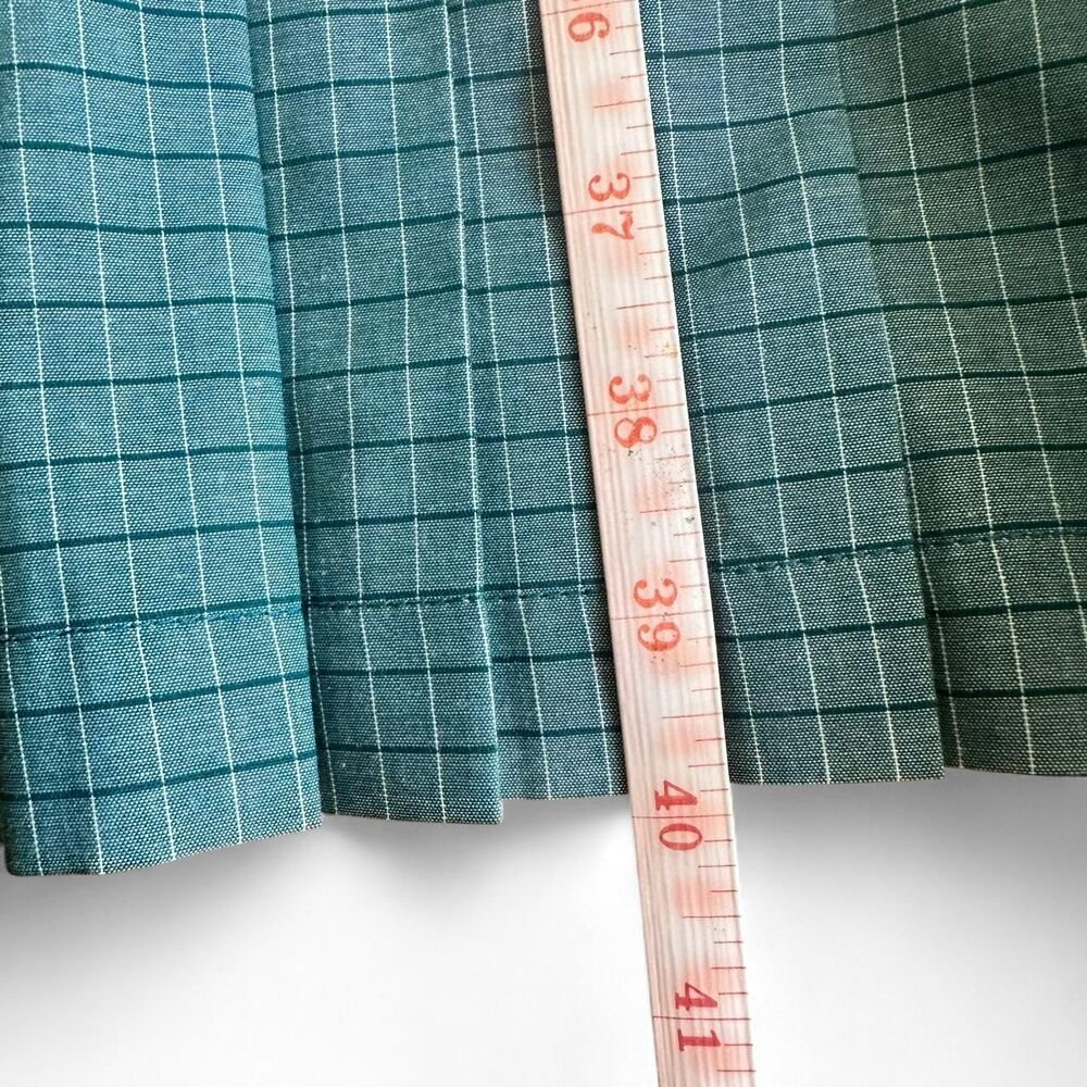 Columbia Studio 1963 Plaid Pleated Studio Wardrobe Dress Teal Grid Midi Size S - Picture 8 of 8